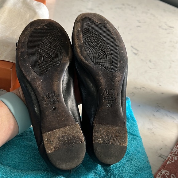 AGL | Black leather Italy ballet flats women’s 38 shoes - Picture 2 of 6